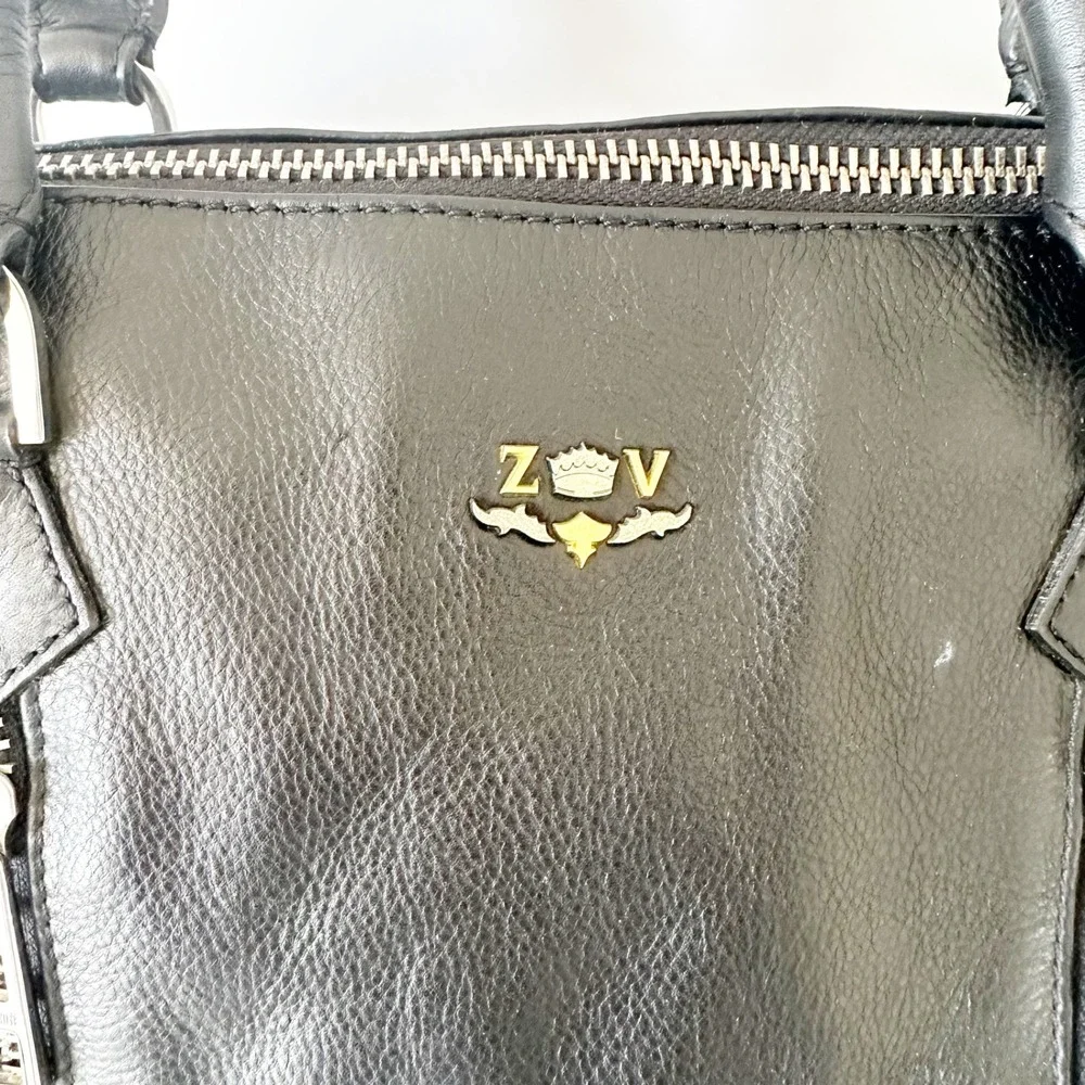 Zadig & Voltaire Black Leather Satchel with Silver Hardware